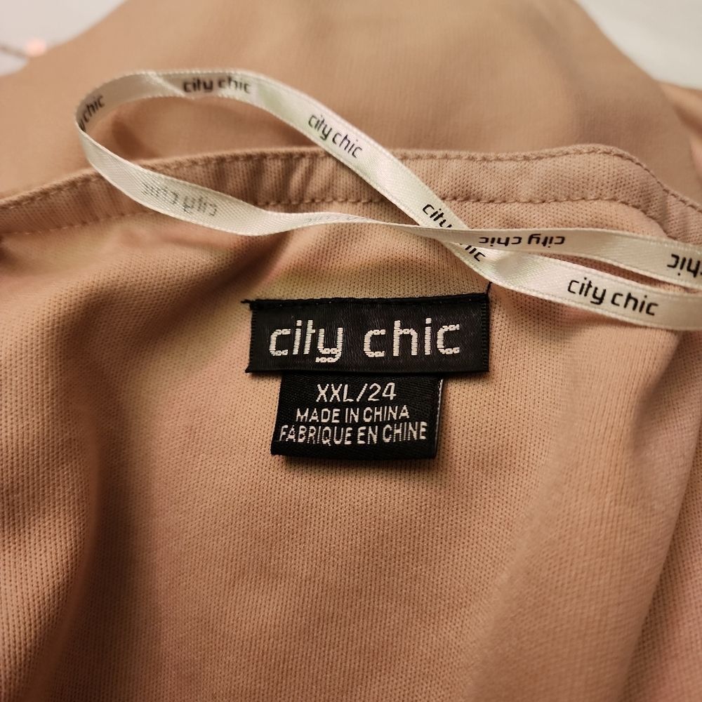 ❥City Chic Beige-Gold Sequin Top or Mocromini Dress Glam Cabaret XL/24 ❥ V Neck❥ - Picture 8 of 9